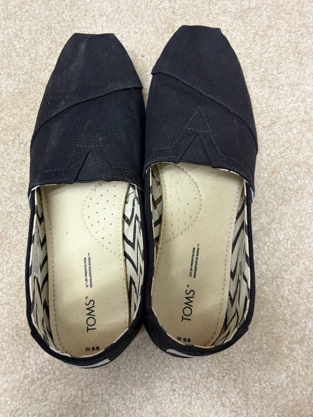Toms Black Canvas Slip-On Flats